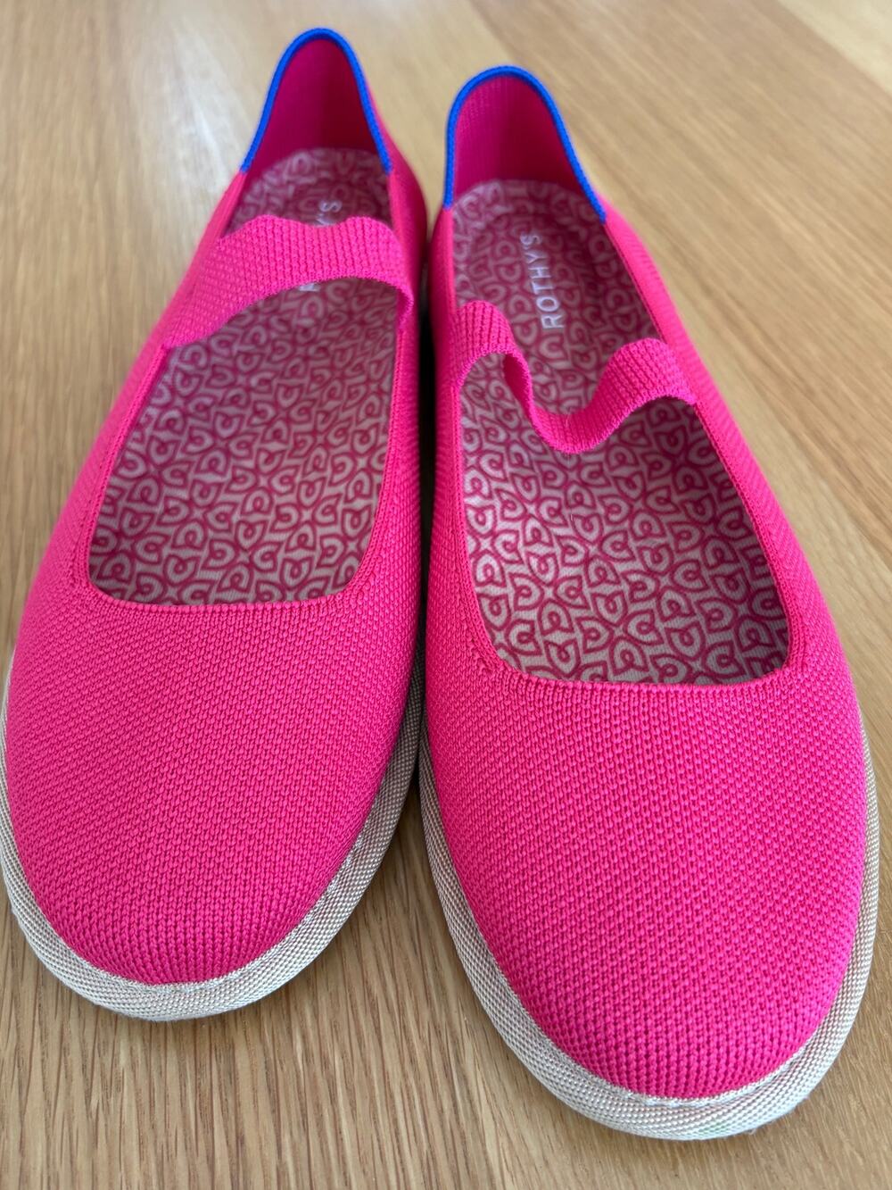 ROTHY'S Rothys The Cruiser Mary Jane Flats Slip On Shoes Pink Blue Womens US 9.5